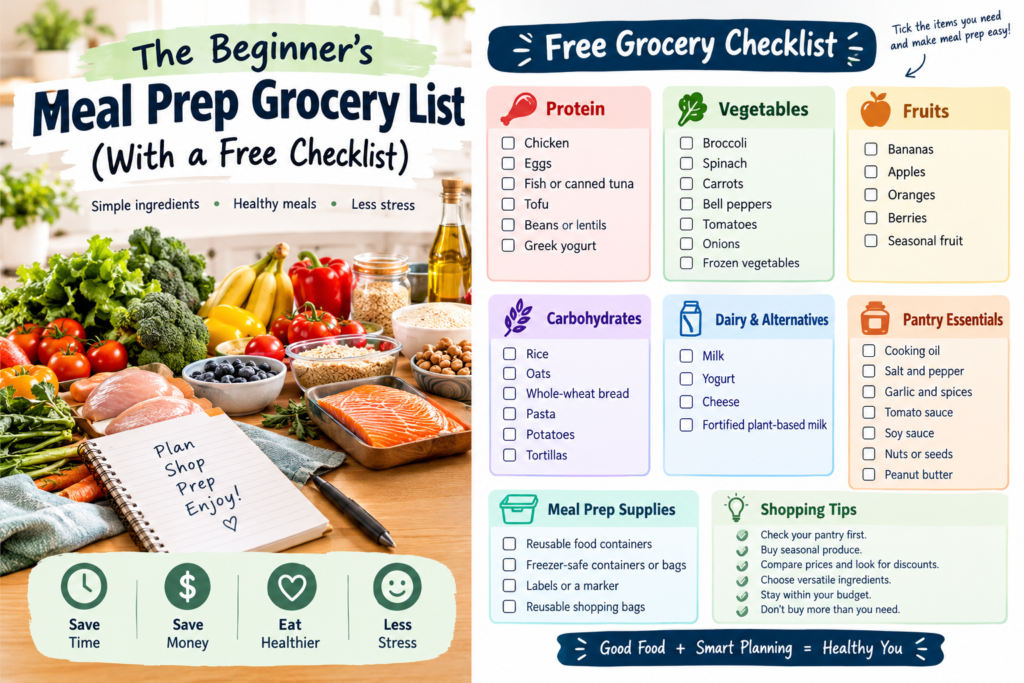 The Beginner's Meal Prep Grocery List (With a Free Checklist)