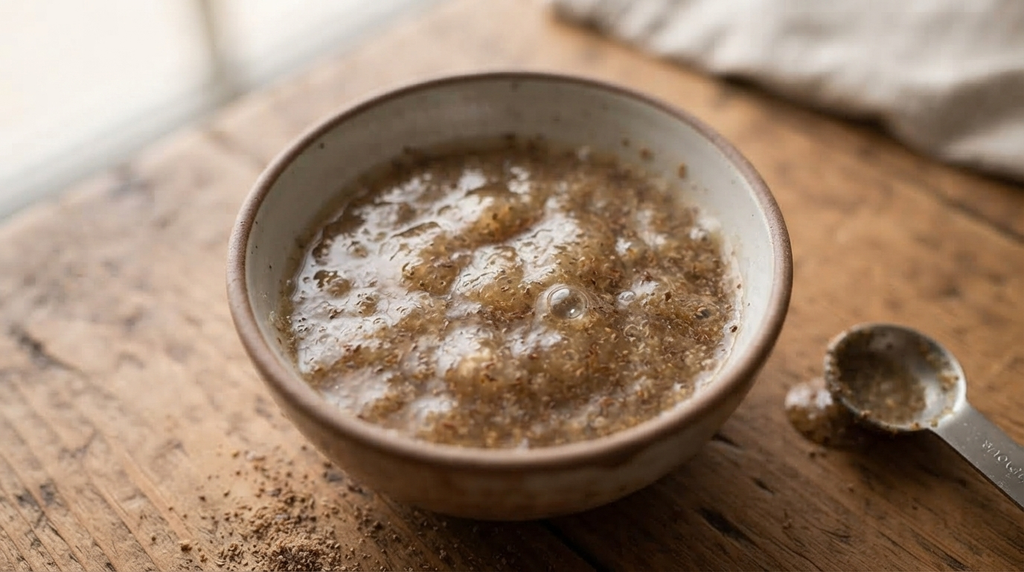 Flax egg mixture used as a substitute for eggs in baking
