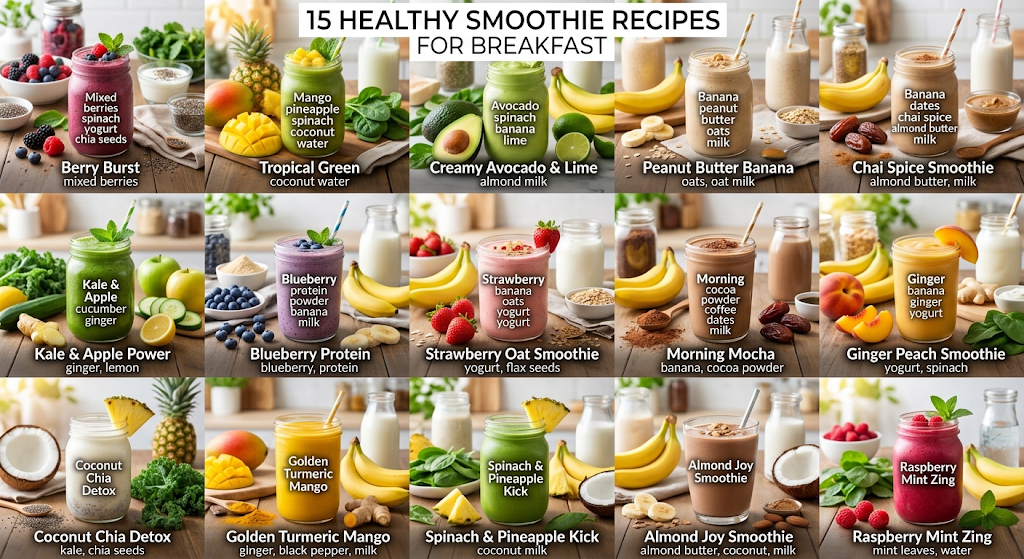 15 Healthy Smoothie Recipes for Breakfast